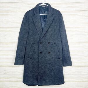 Zara Textured Stretch Knit Coat Dark Grey